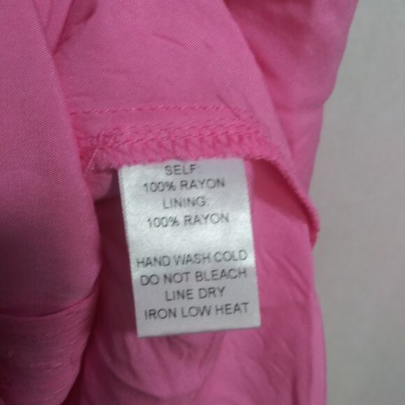 Promesa Bubble Gum Pink Sea Breeze Smocked Crepe Button-Front Maxi Dress Size M - Picture 8 of 10